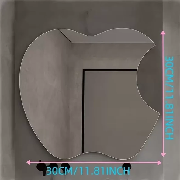 Apple Tasarım Kırılmayan Pleksi Duvar Aynası - 30x30 cm Modern Dekoratif Ayna ürün görseli 1