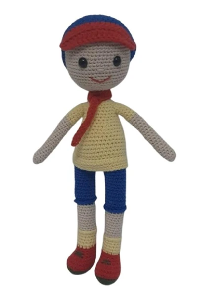 Şapkalı Caillou Bebek Amigurumi Organik Oyuncak ürün görseli 1