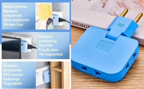 Katlanır Priz  3 Gözlü - Resim 3
