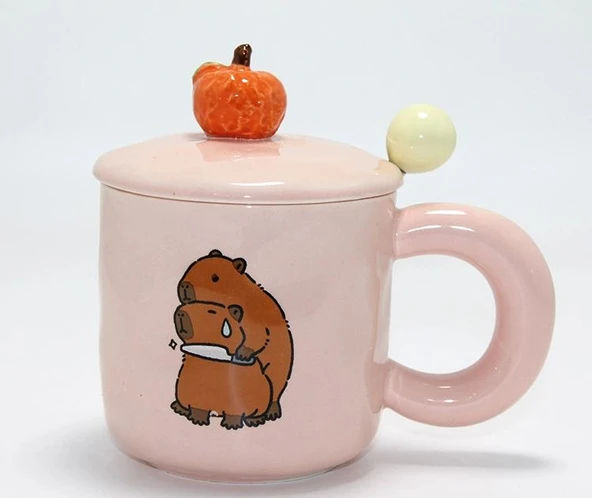 3d Capybara Desenli Porselen Kupa Bardak Alk4504 ürün görseli 1