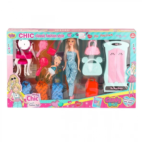 02259 Cindy Doll Dolaplı Bebek Oyun Seti -Oydaş Oyuncak ürün görseli 1