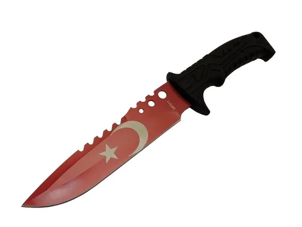 Bora Ayyıldız Mf011 Rd Kırmızı Av Bıçağı 31cm - Testere Detaylı Bıçak, Kılıflı, Plastik Sap ürün görseli 1