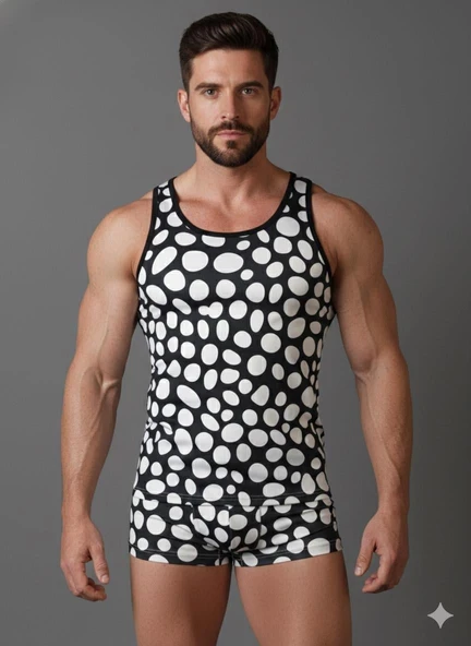 Erkek Desenli Tank Top Boxer Takımı ürün görseli 1