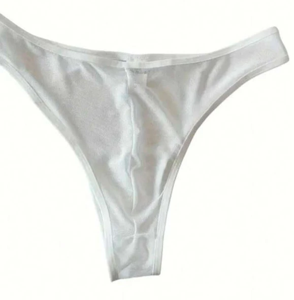 Erkek Biyeli Beyaz Transparan Brazillian Slip ürün görseli 1