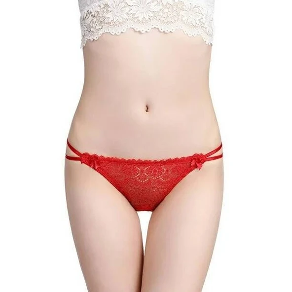 Çapraz Bant Detaylı Dantelli String Külot V6104 - Resim 3