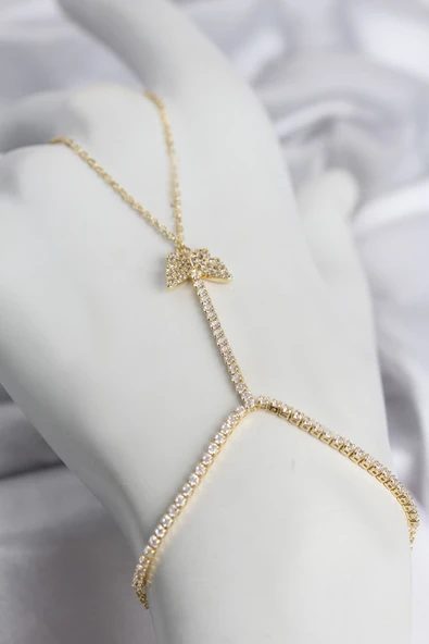 Gold Renk Pirinç Zirkon Taşlı Kelebek Model Şahmeran ürün görseli 1