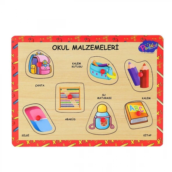 ONY-196-197 Ahşap Tutmalı Okul Malzemeleri -Onyıl Oyuncak ürün görseli 1