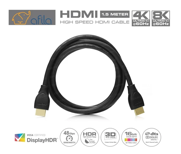 Afila Q-HDMI151 1.5 Metre 4K 2.0 Hdmı Kablosu 19+1 8.0mm (1.5mt) ürün görseli 1