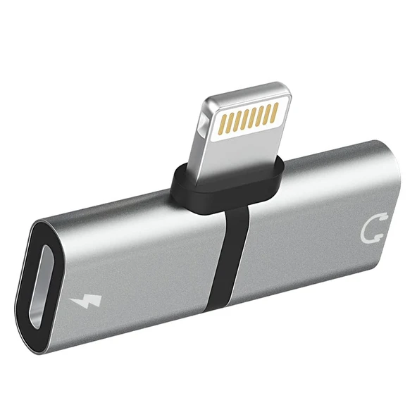 iPhone Lightning to 2 in1 Şarj Kulaklık Çevirici Adaptör Jack 3.5mm Aux Jack - PM-18316, MH030 ürün görseli 1