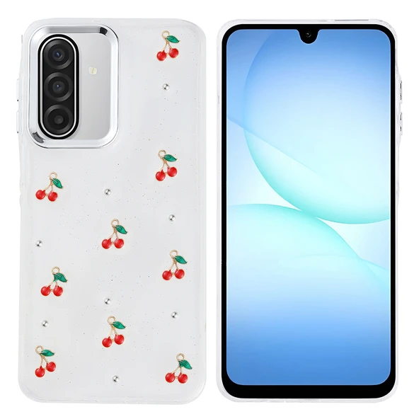 ZenithWorks Galaxy A17 Kılıf Airbag Tasarımlı Simli Şeffaf ZNTH Kutup Kapak - Kiraz ürün görseli 1