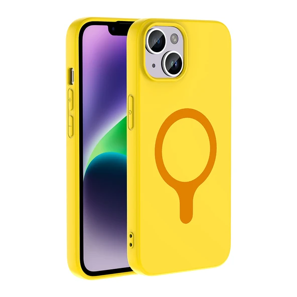 ZenithWorks iPhone 13 Kılıf M-Safe Şarj Özellikli ZNTH Aris Silikon Kapak - Sarı ürün görseli 1