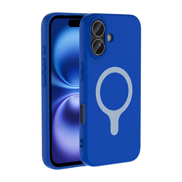 ZenithWorks iPhone 16 Kılıf M-Safe Şarj Özellikli ZNTH Aris Silikon Kapak - Saks Mavi ürün görseli 1
