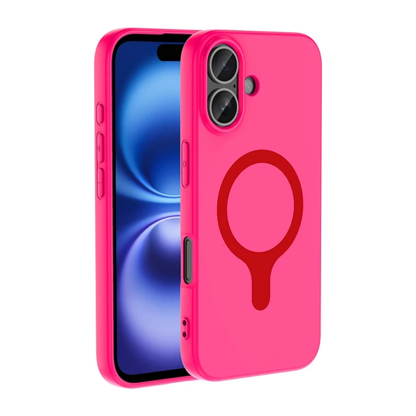 ZenithWorks iPhone 16 Kılıf M-Safe Şarj Özellikli ZNTH Aris Silikon Kapak - Koyu Pembe ürün görseli 1