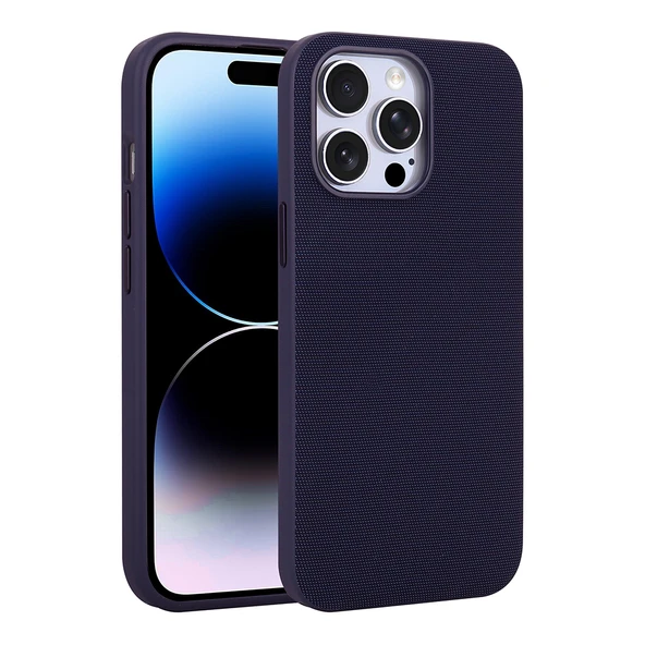 ZenithWorks iPhone 14 Pro Max Kılıf M-Safe Şarj Özellikli Kumaş Tasarımlı ZNTH Miami Sert PC Kapak - Derin Mor ürün görseli 1