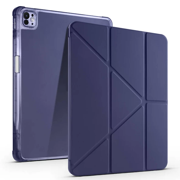 ZenithWorks iPad Pro 13 2024 Kılıf ZNTH Tri Folding Kalem Bölmeli Standlı Kılıf - Lacivert ürün görseli 1