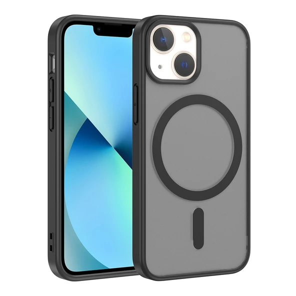 ZenithWorks iPhone 13 Mini Kılıf M-safe Şarj Özellikli ZNTH Babet Kapak - Siyah ürün görseli 1