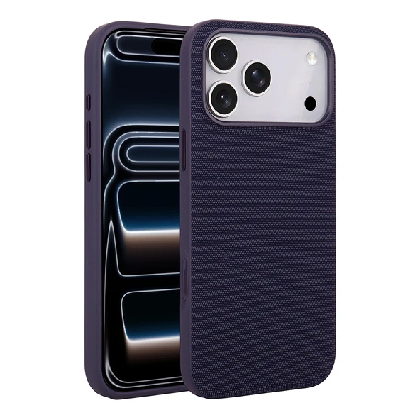 ZenithWorks iPhone 17 Pro Kılıf M-Safe Şarj Özellikli Kumaş Tasarımlı ZNTH Miami Sert PC Kapak - Derin Mor ürün görseli 1