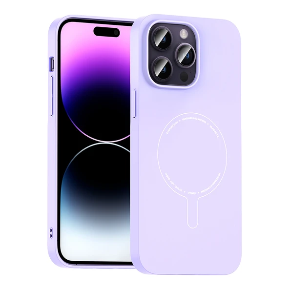 ZenithWorks iPhone 14 Pro Max Kılıf M-Safe Şarj Özellikli Kamera Korumalı ZNTH Elio Sert PC Kapak - Lila ürün görseli 1