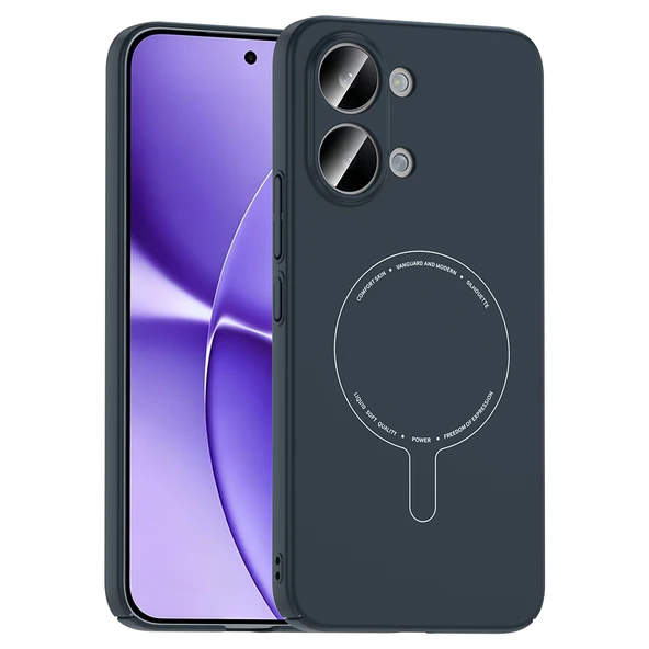 ZenithWorks Poco X8 Pro Max Kılıf M-Safe Şarj Özellikli Kamera Korumalı ZNTH Elio Sert PC Kapak - Lacivert ürün görseli 1