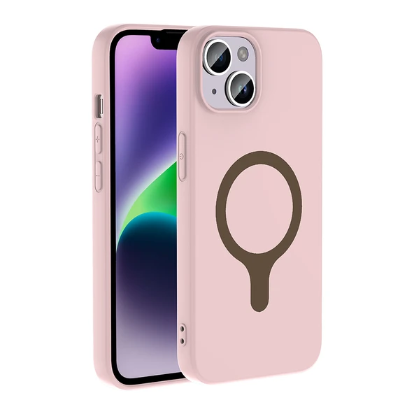 ZenithWorks iPhone 13 Kılıf M-Safe Şarj Özellikli ZNTH Aris Silikon Kapak - Açık Pembe ürün görseli 1