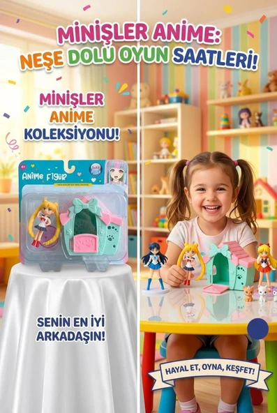 Minişler Anime 4 Parça Işıklı Toplu Köpek Kulübeli Aruha Anime Kızlı Oyuncak Figür Seti ürün görseli 1