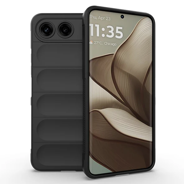 ZenithWorks Tecno Spark 40 5G Kılıf Esnek TPU Oyuklu Arka Yüzey Tasarımlı ZNTH Etnik Silikon Kapak - Siyah ürün görseli 1