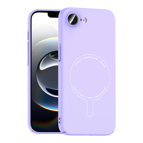 ZenithWorks iPhone 17E Kılıf M-Safe Şarj Özellikli Kamera Korumalı ZNTH Elio Sert PC Kapak - Lila ürün görseli 1