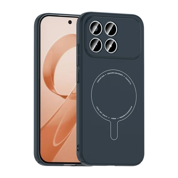 ZenithWorks Poco F8 Pro Kılıf M-Safe Şarj Özellikli Kamera Korumalı ZNTH Elio Sert PC Kapak - Lacivert ürün görseli 1