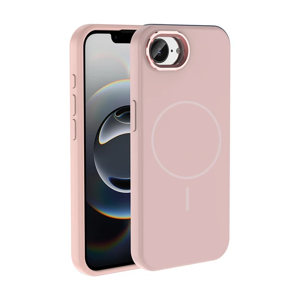 ZenithWorks iPhone 17E Kılıf M-Safe Şarj Özellikli Metal Kamera Çerçeveli ZNTH Edi Silikon Kapak - Rose Gold ürün görseli 1