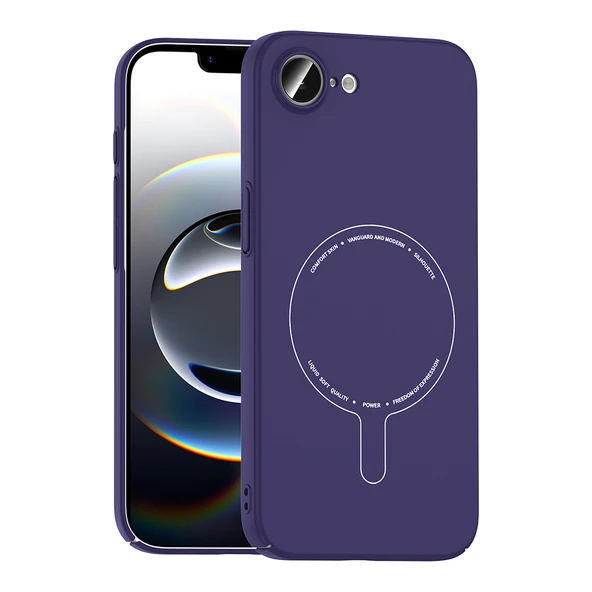 ZenithWorks iPhone 17E Kılıf M-Safe Şarj Özellikli Kamera Korumalı ZNTH Elio Sert PC Kapak - Derin Mor ürün görseli 1