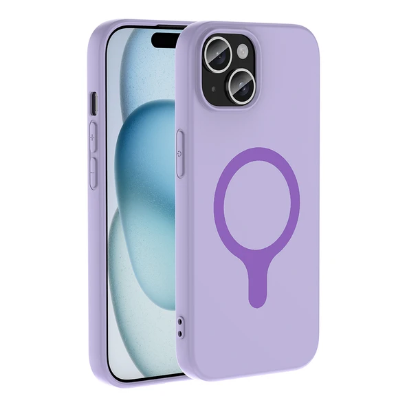ZenithWorks iPhone 15 Kılıf M-Safe Şarj Özellikli ZNTH Aris Silikon Kapak - Lila ürün görseli 1