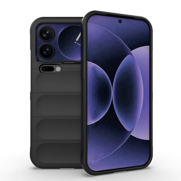 ZenithWorks 17 Pro Max Kılıf Esnek TPU Oyuklu Arka Yüzey Tasarımlı ZNTH Etnik Silikon Kapak - Siyah ürün görseli 1