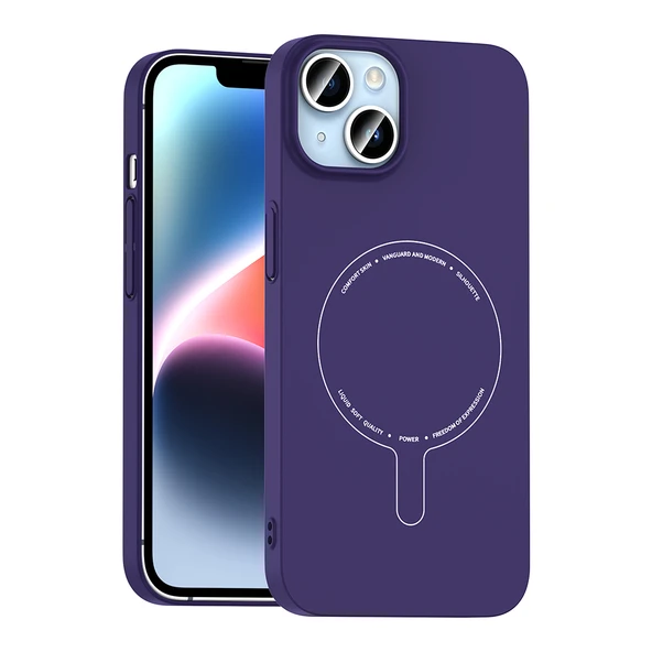 ZenithWorks iPhone 13 Kılıf M-Safe Şarj Özellikli Kamera Korumalı ZNTH Elio Sert PC Kapak - Derin Mor ürün görseli 1