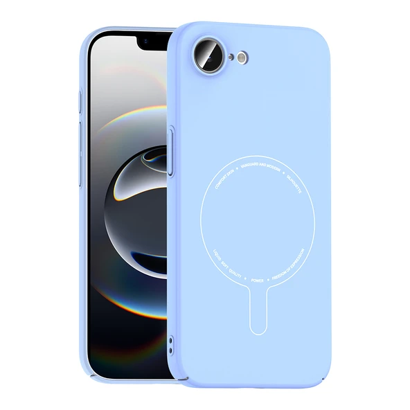 ZenithWorks iPhone 17E Kılıf M-Safe Şarj Özellikli Kamera Korumalı ZNTH Elio Sert PC Kapak - Açık Mavi ürün görseli 1