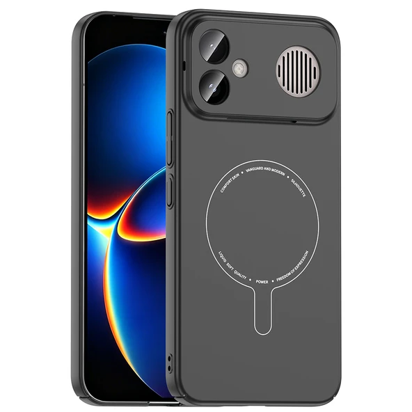 ZenithWorks Poco F8 Ultra Kılıf M-Safe Şarj Özellikli Kamera Korumalı ZNTH Elio Sert PC Kapak - Siyah ürün görseli 1