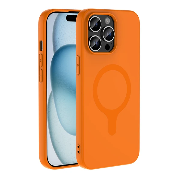 ZenithWorks iPhone 14 Pro Max Kılıf M-Safe Şarj Özellikli ZNTH Aris Silikon Kapak - Turuncu ürün görseli 1