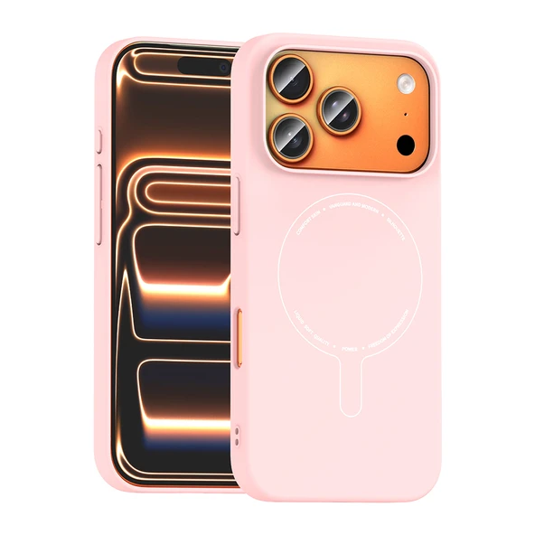 ZenithWorks iPhone 17 Pro Kılıf M-Safe Şarj Özellikli Kamera Korumalı ZNTH Elio Sert PC Kapak - Açık Pembe ürün görseli 1