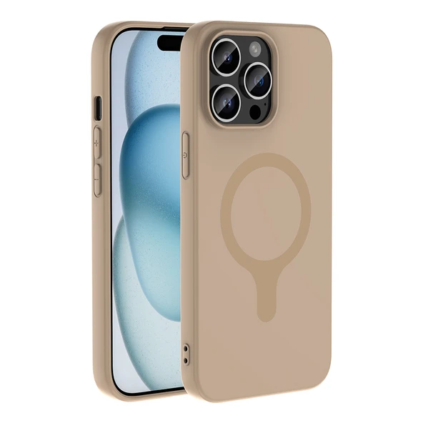 ZenithWorks iPhone 14 Pro Max Kılıf M-Safe Şarj Özellikli ZNTH Aris Silikon Kapak - Krem ürün görseli 1