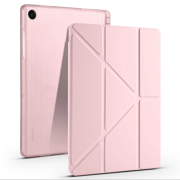 ZenithWorks Galaxy Tab A11 Plus Kılıf ZNTH Tri Folding Kalem Bölmeli Standlı Kılıf - Rose Gold ürün görseli 1
