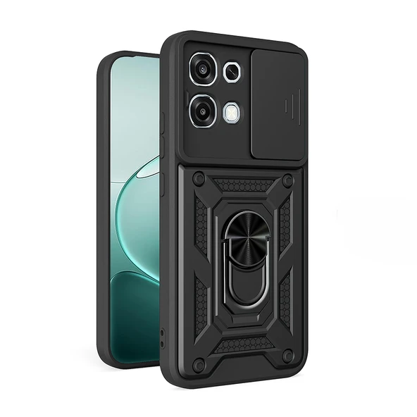 ZenithWorks A6 Pro Kılıf Magnetik Standlı Kamera Korumalı ZNTH Sürgülü Vega Kapak - Siyah ürün görseli 1
