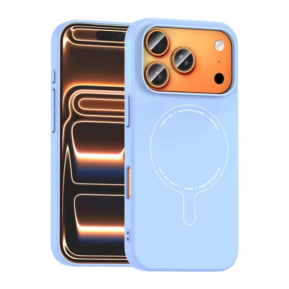 ZenithWorks iPhone 17 Pro Kılıf M-Safe Şarj Özellikli Kamera Korumalı ZNTH Elio Sert PC Kapak - Açık Mavi ürün görseli 1