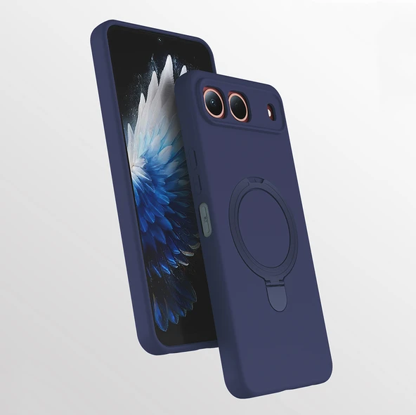 ZenithWorks Tecno Spark 40 5G Kılıf M-safe Şarj Özellikli Standlı ZNTH Samara Kapak - Lacivert ürün görseli 1