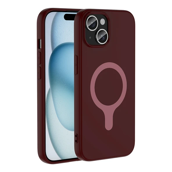 ZenithWorks iPhone 15 Kılıf M-Safe Şarj Özellikli ZNTH Aris Silikon Kapak - Mürdüm ürün görseli 1