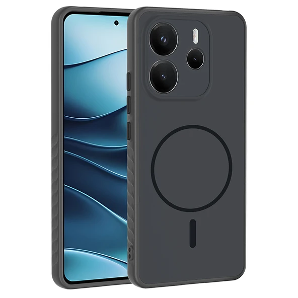 ZenithWorks Redmi Note 14 4G Kılıf M-safe Şarj Özellikli ZNTH Tea Kapak - Siyah ürün görseli 1