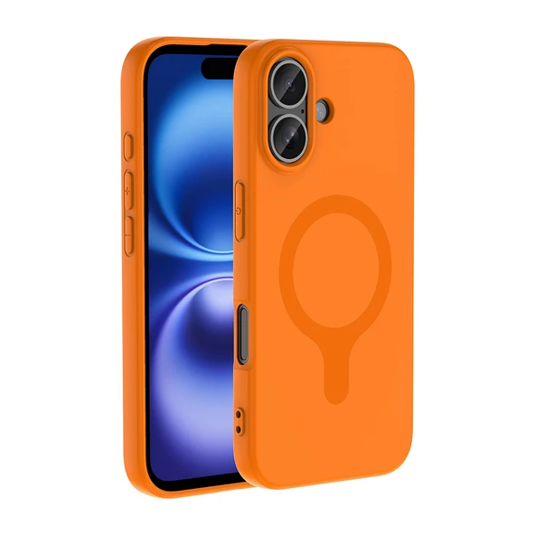 ZenithWorks iPhone 16 Kılıf M-Safe Şarj Özellikli ZNTH Aris Silikon Kapak - Turuncu ürün görseli 1