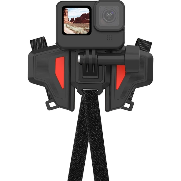 Telesin Aksiyon Kamera Kask Çene Montajı, Motorcycle Helmet Bracket (Orange) / Gopro / Osmoactio Uyumlu ürün görseli 1