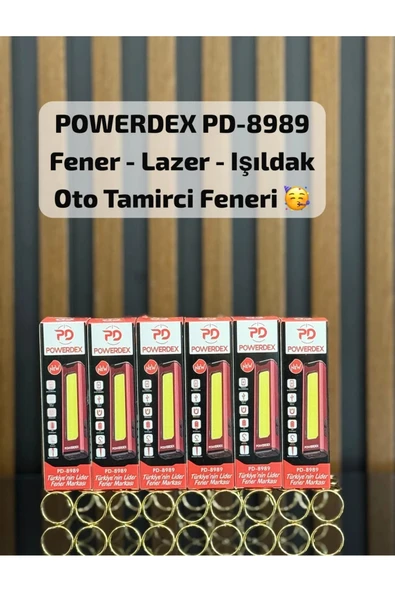 powerdex PD-8989 Şarjlı LED El Feneri Lazer Işıldak Oto Tamirci Kamp Çalışma Lambası ürün görseli 1