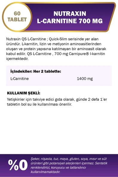 Nutraxin L-Carnitine 60 Kapsül ürün görseli 1