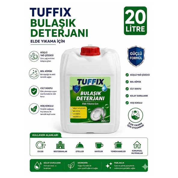 Tuffix 20 Litre Elde Yıkama Bulaşık Deterjanı - Endüstriyel Bulaşık Temizlik Deterjanı ürün görseli 1