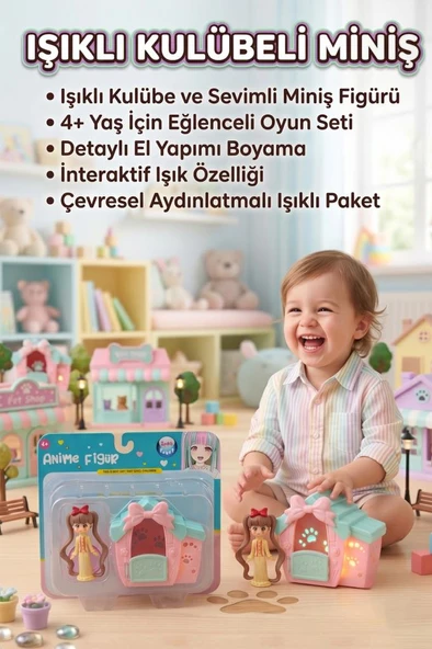 Minişler Anime 4 Parça Işıklı Toplu Köpek Kulübeli Lunaria Anime Kızlı Oyuncak Figür Seti ürün görseli 1